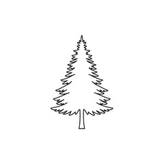 Black silhouette of a pine tree on white background