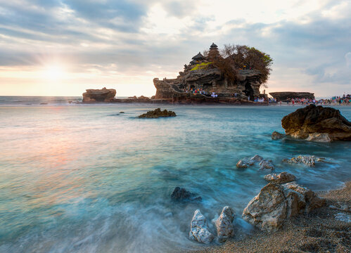 Tanah Lot Temple at sunset - Most important hindu temple - Bali, Indonesia