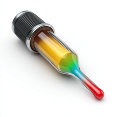 Dropper with colorful liquid on white background