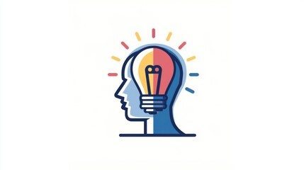 Human head with lightbulb symbolizing bright idea