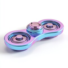 Iridescent spinner toy on white background