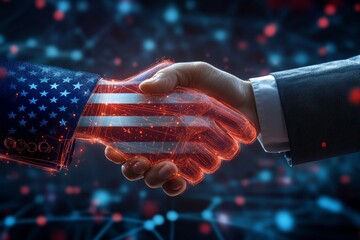 Cuttingedge Digital Interaction Representing Financial Mergers And Technological Advancements In Business