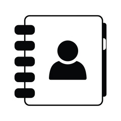 Black and white person icon in notebook