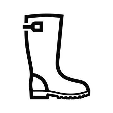 Black and white illustration of a rain boot