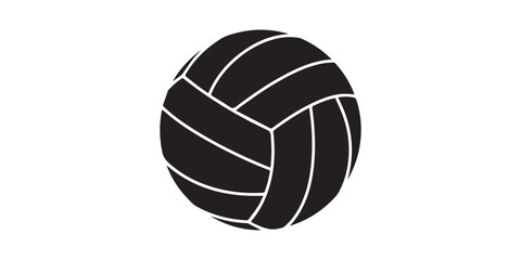 Stylized black and white silhouette of a volleyball on a white background, Black silhouette of a volleyball on a white background, Volleyball silhouette icon black silhouette white background