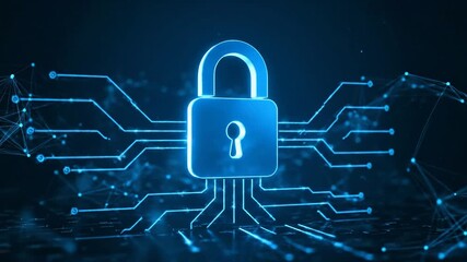 Digital security padlock icon on abstract network background, data protection and cyber security concept - Powered by Adobe