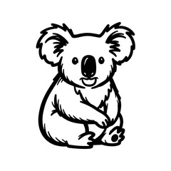 Koala cartoon sitting with playful expression and friendly demeanor  