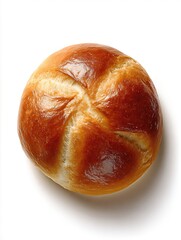 Fresh kaiser roll bread isolated on white background. Bakery concept.