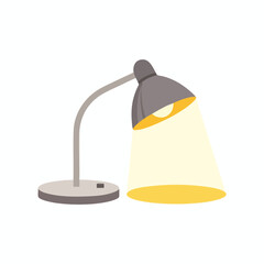 Vector illustration of a desk lamp, casting a bright light on a white background