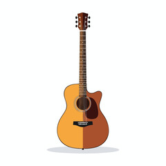 A vector illustration of a cutaway acoustic guitar. The guitar is brown and tan