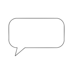 A black outlined, rectangular speech bubble with a pointed tail
