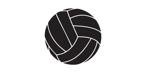 Stylized black and white silhouette of a volleyball on a white background, Black silhouette of a volleyball on a white background, Volleyball silhouette icon black silhouette white background