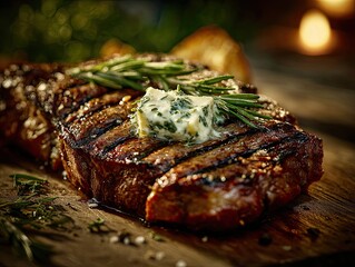 Grilled steak preparation restaurant kitchen food photography cozy atmosphere close-up culinary delight
