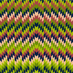 Abstract Geometric Pattern with Chevron Zigzag Design in Earthy Tones and Vibrant Greens