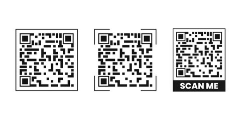 Fototapeta premium Set of QR Code, barcode, qr code link, payment scanner Isolated on White Background