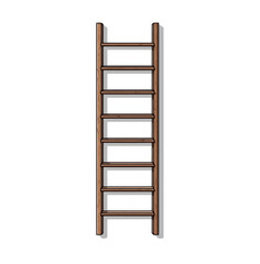 Illustration of a wooden ladder with eight rungs on a white background. © Muginandaru