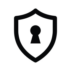 Shield with keyhole icon black white