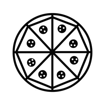 Black and white illustration of a heptagram with buttons