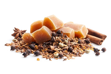 Assorted natural ingredients for herbal tea and spice blends