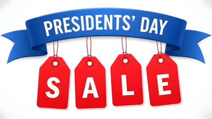 Presidents Day sale banner with red tags president day 2026 America blue