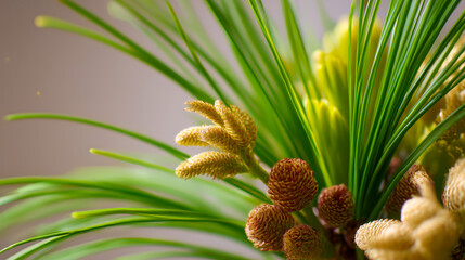 Macro Pine Needles and Cones