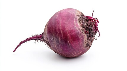 Fresh red beetroot isolated on white background with full depth of field, natural organic vegetable, healthy nutrition ingredient, vegan food concept, studio macro photography