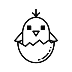 Cute cartoon chick hatching from egg shell
