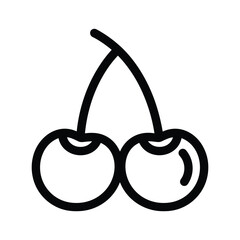 Simple black and white illustration of two cherries