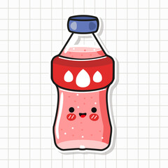 Cute kawaii pink smiling bubble soda cartoon sticker