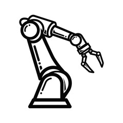 Industrial robot arm illustration on white background