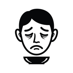 Sad man with closed eyes illustration