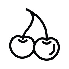 Simple black outline of two cherries