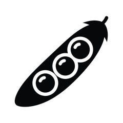 Black and white illustration of a pea pod