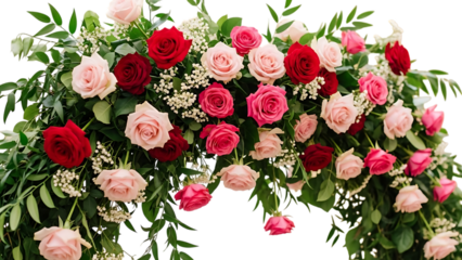 Elegant rose flower arch isolated on transparent background