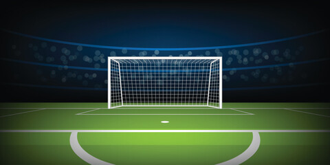 Soccer goal on a green field at night © GRAPHIC ZONE