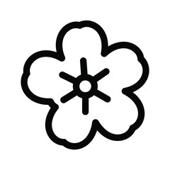 Simple black flower icon on white background