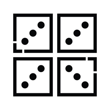 Four square boxes with dots and gaps