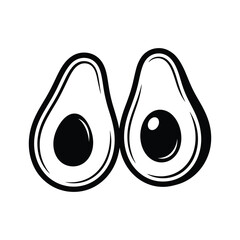 Avocado halves with pits illustration