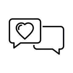 Heart symbol in speech bubble representing love and communication
