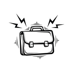 Briefcase hit by lightning strike illustration