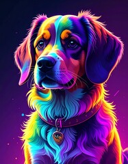 Vibrant Canine Portrait - A Spectrum of Colors in Focus.