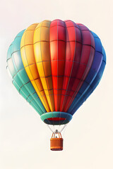 Vibrant hot air balloon with colorful stripes a classic adventure vehicle for travel and exploration isolated on a soft background