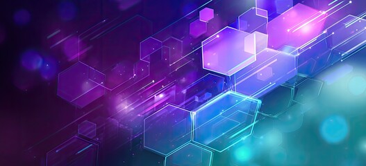 Abstract geometric artwork, layered with glowing, transparent hexagonal shapes and lines, gradients