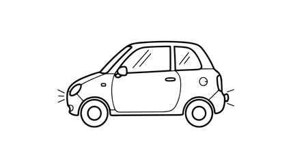 Obraz premium Simple line art sketch of a small city car