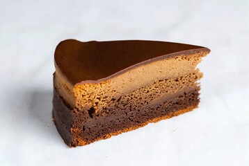 Delectable Coffee Flavored Chocolate Layered Cake Slice - Gourmet Dessert & Plated Culinary Art in Food Photography