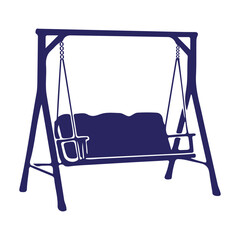 Garden swing bench silhouette isolated on transparent background
