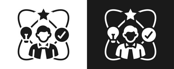 Naklejka premium Employee Experience Icon Set Glyph In White And Black Background