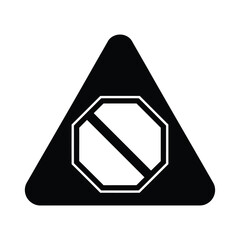 Black triangle warning sign with prohibition symbol