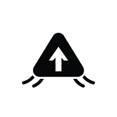 Black triangle with white arrow and curved lines