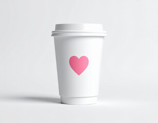 Valentine&rsquo;s Day coffee cup branding mockup, isolated on white background, copy space